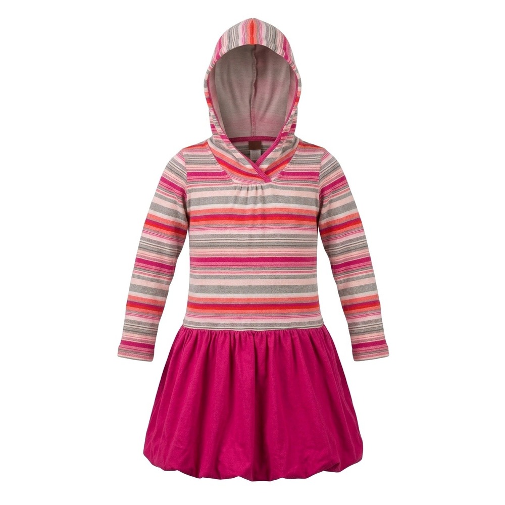 Tea Collection Girls Striped Hooded Bubble Dress Pink Orange Size 5 Cotton